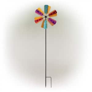86 in. Tall Outdoor Colorful Bejeweled Wind Spinner Stake Yard Decoration, Multicolor