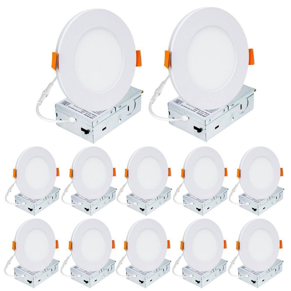 4 in. Adjustable CCT 9-Watt 900 Lumens Recessed LED Downlight Integrated Night Light,Canless with Junction Box (12-Pack) price history on PriceWatchPro