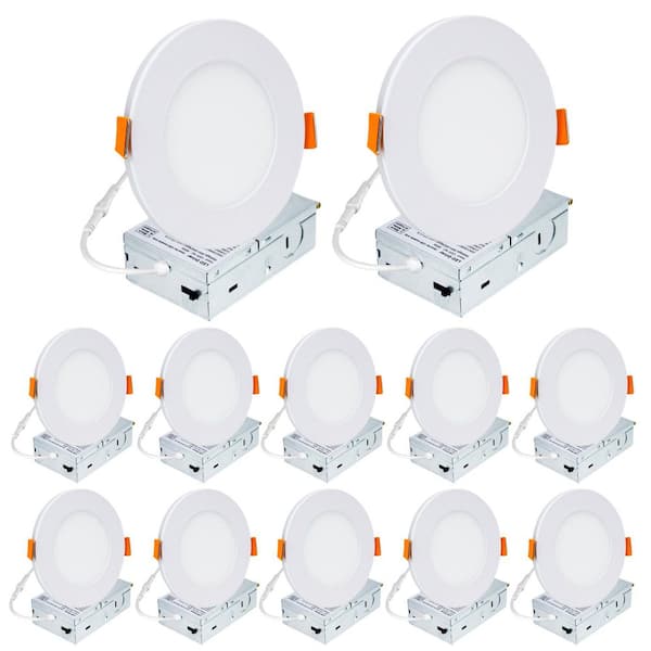 4 in. Adjustable CCT 9-Watt 900 Lumens Recessed LED Downlight Integrated Night Light,Canless with Junction Box (12-Pack)