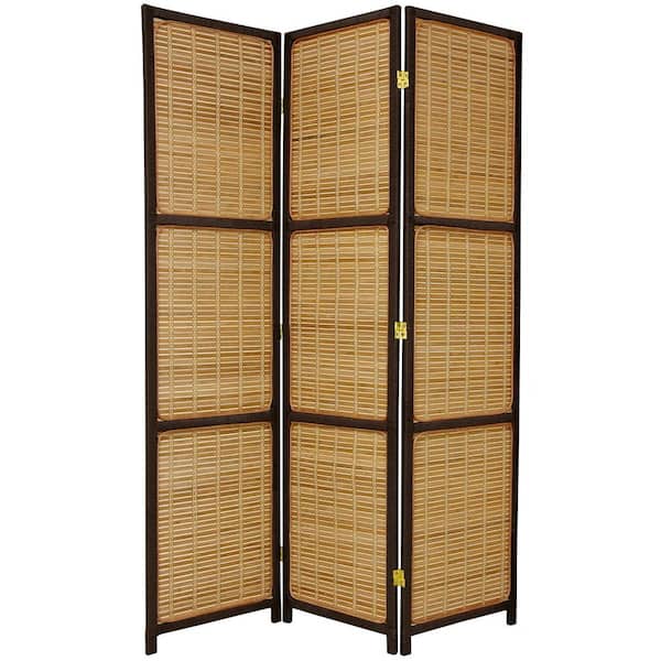Oriental Furniture 6 ft. Dark Brown 3-Panel Room Divider
