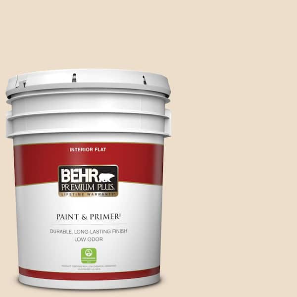 BEHR PREMIUM PLUS 5 gal. #23 Antique White Flat Low Odor Interior Paint & Primer
