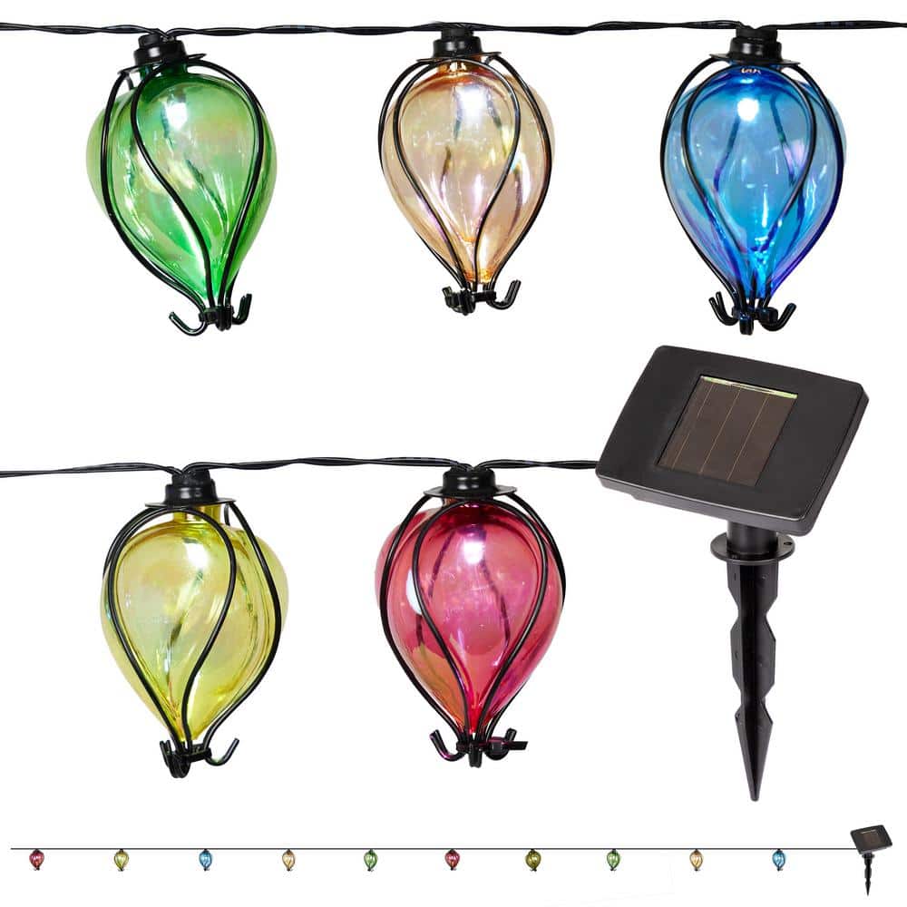 Colorful Air Balloons 10 Light 9.75 (ft.) Outdoor Solar LED Edison String -