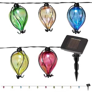 Colorful Air Balloons 10-Light 9.75 ft. Outdoor Solar LED Edison String -Light
