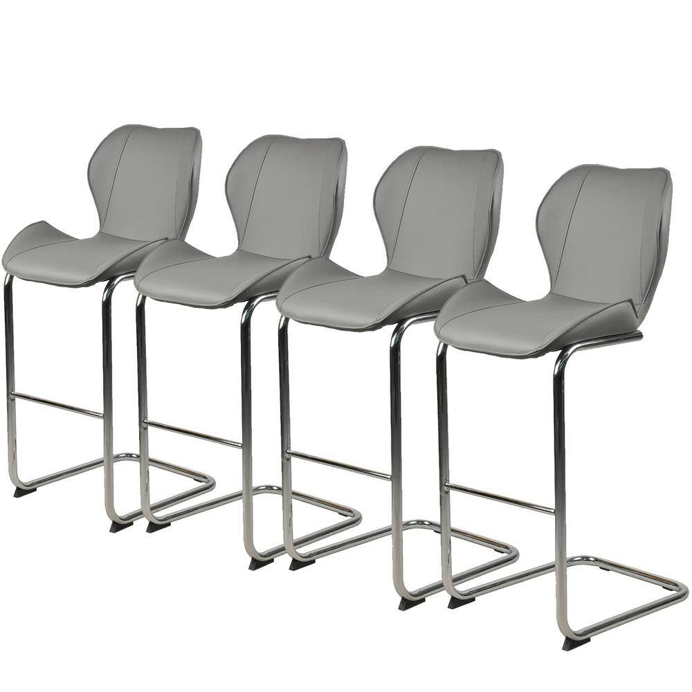 39.37 in. H Gray Metal Frame Bar Stool for Dining and Kitchen(set of 4