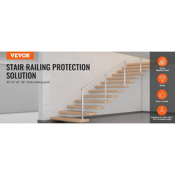 VEVOR Handrails Stair Railing 2-ft x 42-in White Steel Deck Stair Rail Kit