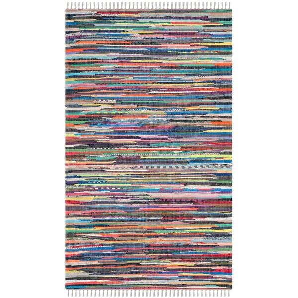 SAFAVIEH Rag Rug Gray/Multi Doormat 3 ft. x 5 ft. Striped Area Rug