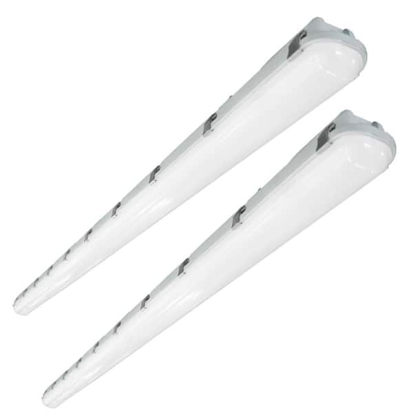 RUN BISON 8 ft. White 500-Watt Equivalent Integrated LED Dimmable LED Vapor Tight Fixture, CCT/Wattage/Lumens Selectable (2-Pack)