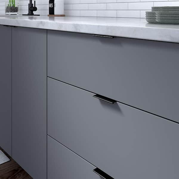 Lincoln Collection 3-1/8 in. (80 mm) Modern Brushed Black Cabinet Egde Pull