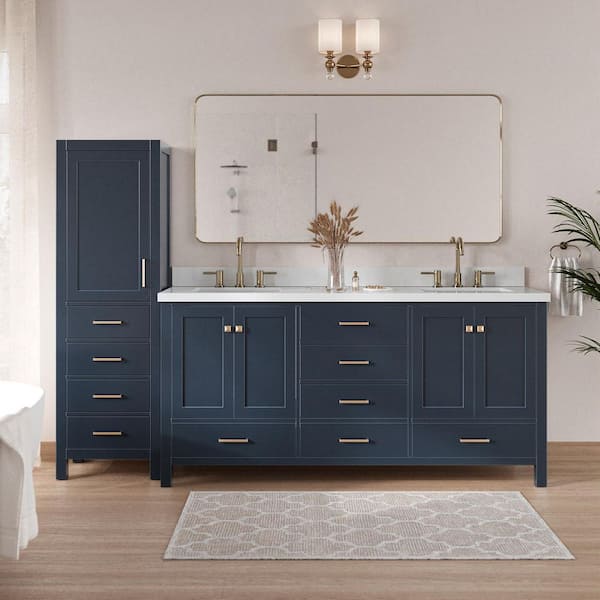 ARIEL Cambridge 2-Piece Set 72 in. Double Sink Bathroom Vanity and