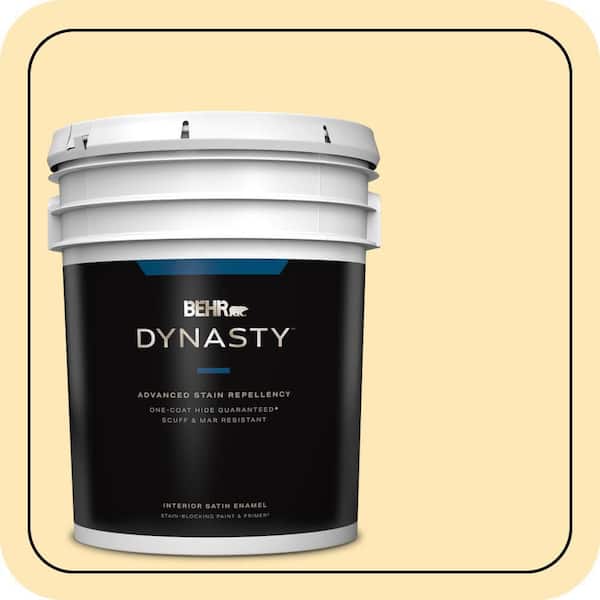 BEHR DYNASTY 5 gal. #320A-3 Cornsilk Satin Enamel Interior Stain-Blocking Paint and Primer