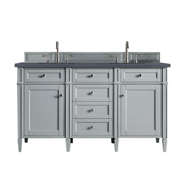James Martin Vanities Brittany 60 in.W x 23.5 in.D x 34 in. H Double Vanity in Urban Gray with Quartz Top in Charcoal Soapstone
