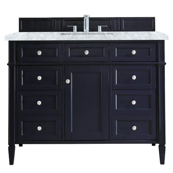 James Martin Vanities Brittany 48 in. W x 23.5 in.D x 34 in. H Single Bath Vanity in Victory Blue with Marble Top in Carrara White