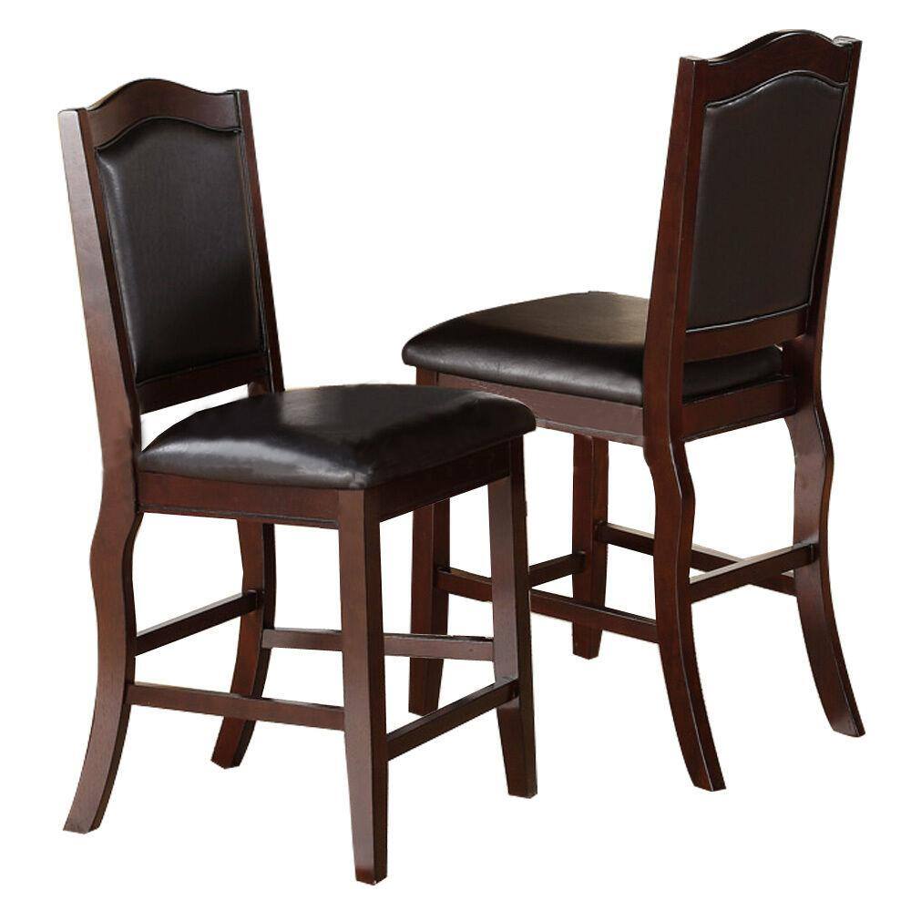 Wooden Armless High Chair  Espresso Brown & Black  Set of 2