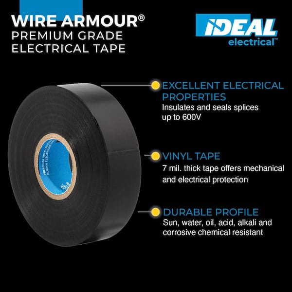 Wire Armour 3/4 in. x 66 ft. x 0.007 in. 33 Premium Vinyl Tape, Black (10-Pack)