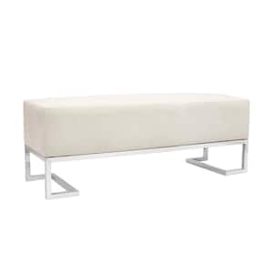 Luxe Ivory Bench with Polyester and Stainless Steel Frame (48 in. W x 16.5 in. L x 17.6 in. H)