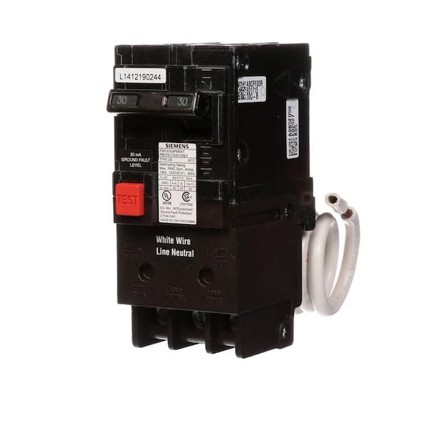 Siemens 30 Amp Double-Pole Type QE Ground Fault Equipment Protection Circuit Breaker