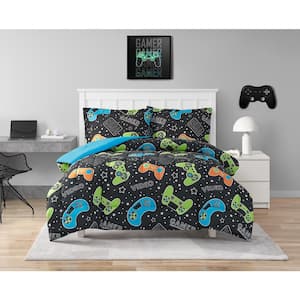 Video Gamer Set Black 3-Piece Ultra Soft Microfiber Comforter Set - Full