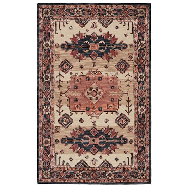 Idina Pink/Dark Blue 9 ft. x 12 ft. Medallion Area Rug