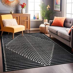 Modern Geometric Area Rug Black 4 ft. x 6 ft. Area Rug
