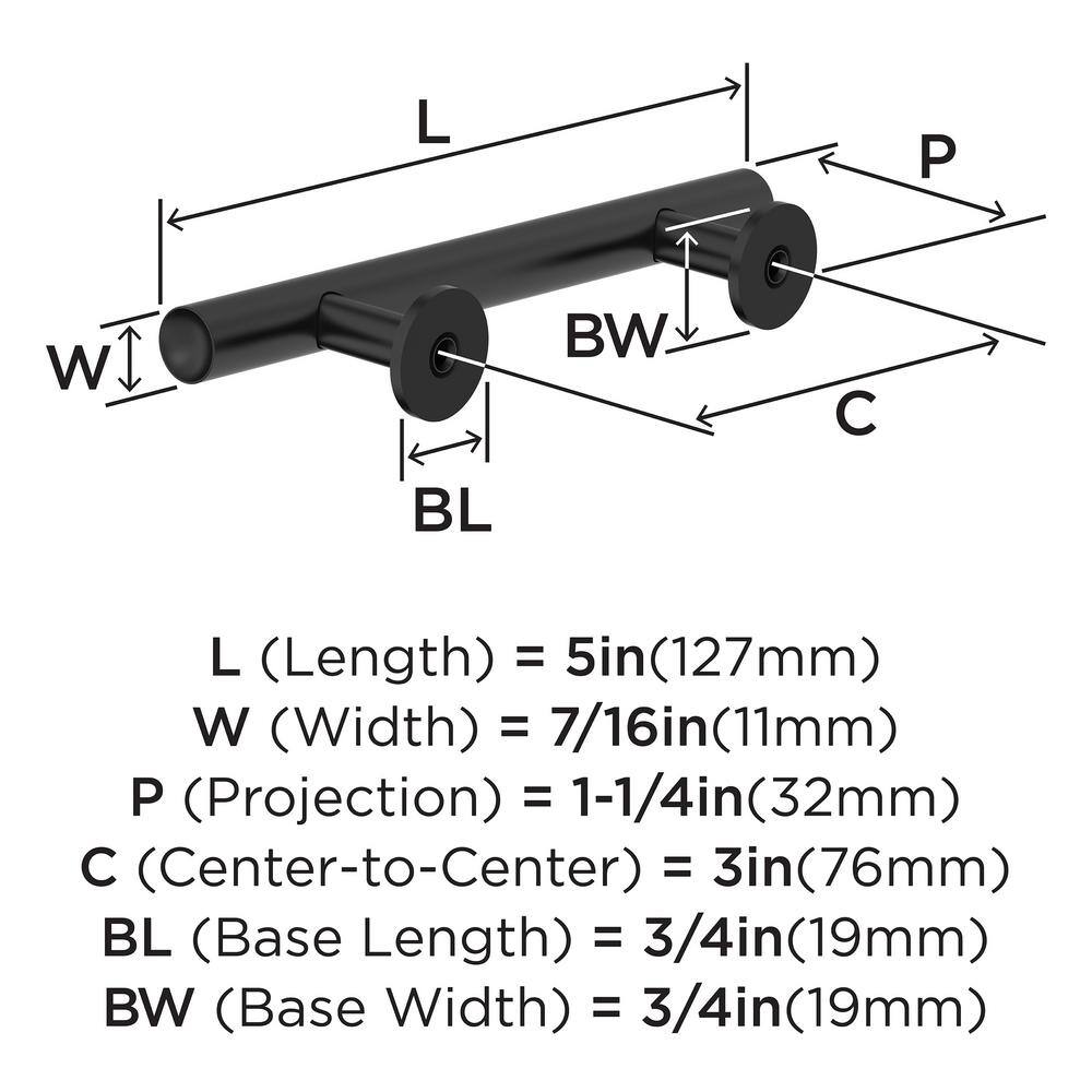 Matte Black 3" Modern Cabinet Pull with Mounting Hardware