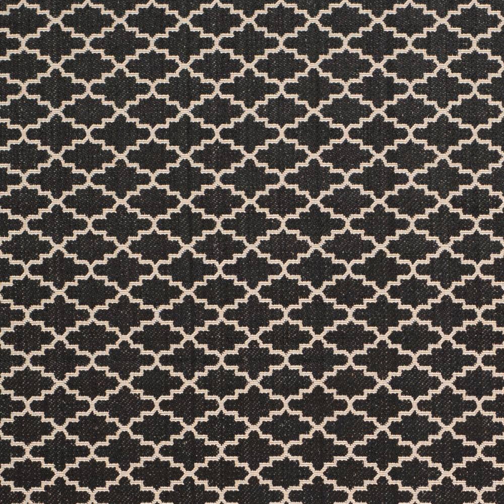 Black and Beige Rectangular Outdoor Synthetic Area Rug