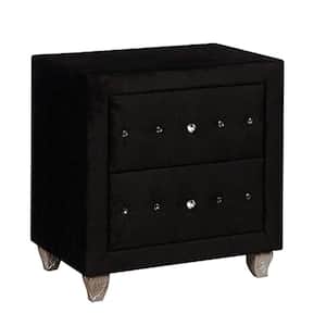 2-Drawer Alzire Black Night Stand 27.38 in. H x 18.25 in. W x 26.38 in. D