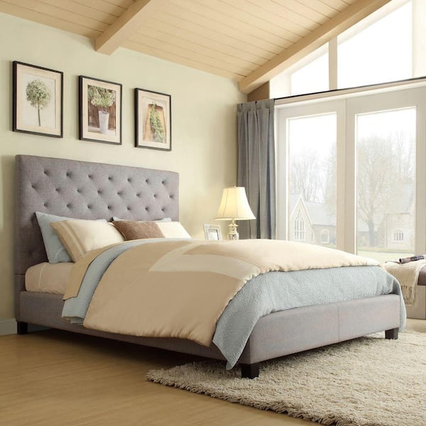HomeSullivan Toulouse Grey Queen Upholstered Bed