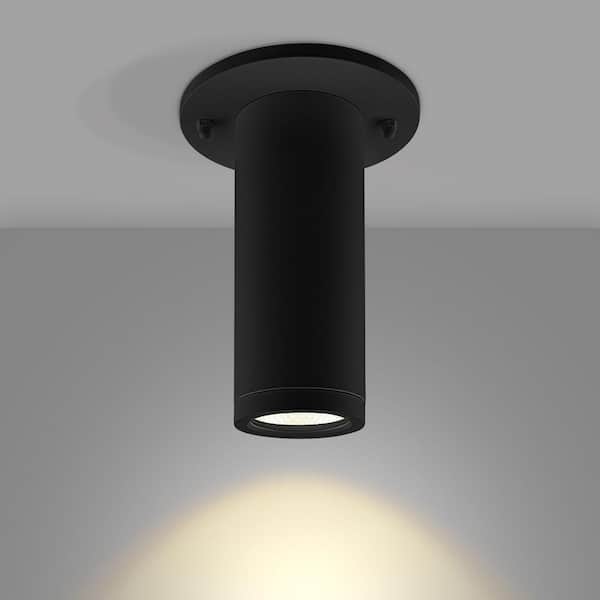 2.5 In. 1 Light Black Cylinder Integrated LED Hardwired Surface Mount Spotlight, 5CCT, 1100LM, 15W, Dimmable, ETL Black