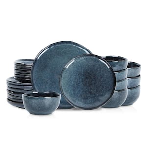 Mirella 24-Piece Blue Stoneware Dinnerware Set (Service for 8)