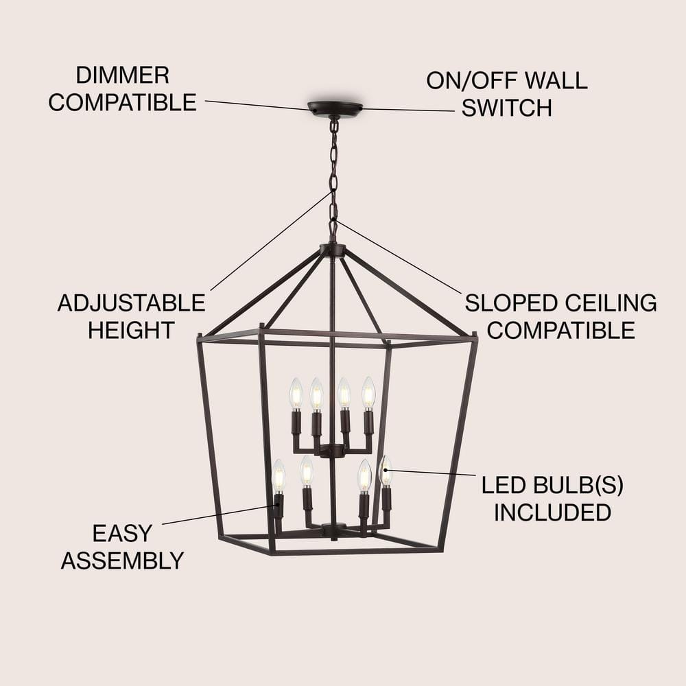 Pagoda 20" Oil-Rubbed Bronze LED Lantern Pendant with Adjustable Chain