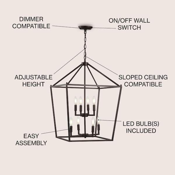 JONATHAN Y Pagoda 20 in. 8-Bulb Oil Rubbed Bronze Lantern JONATHAN Y Pagoda 20 in. 8-Bulb Oil Rubbed Bronze Lantern