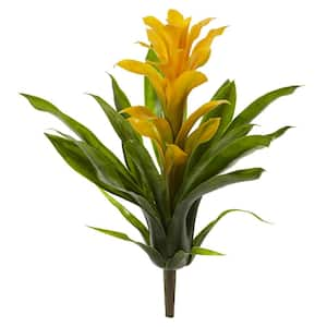 Indoor 15 in. Bromeliad Artificial Flower (Set of 4)