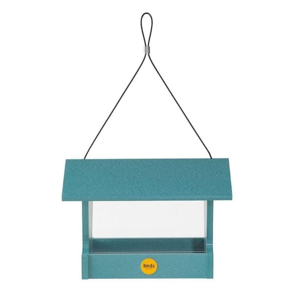 Medium Hopper Bird Feeder in Blue Recycled Plastic
