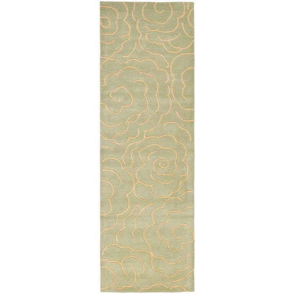 SAFAVIEH Soho Soft Light Blue/Ivory 3 ft. x 8 ft. Floral Runner Rug