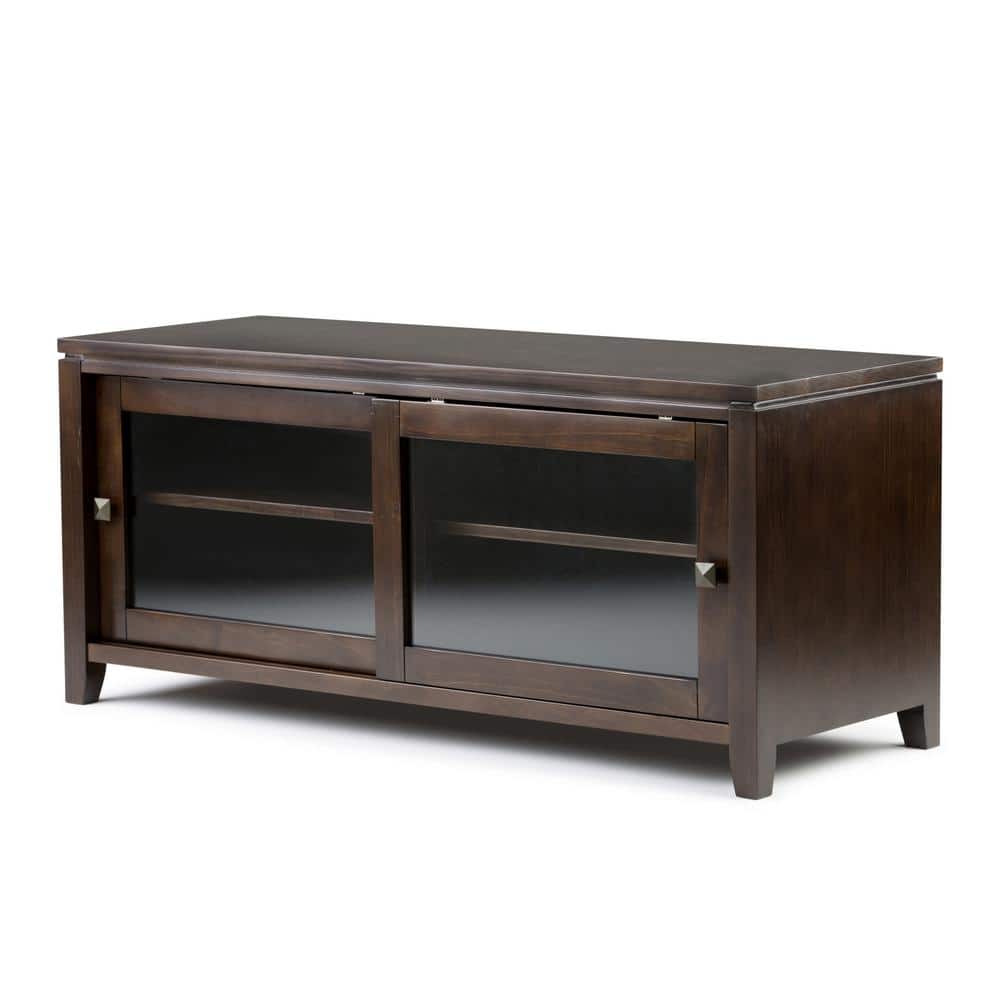 Cosmopolitan Mahogany Brown Solid Wood TV Stand with Cabinet