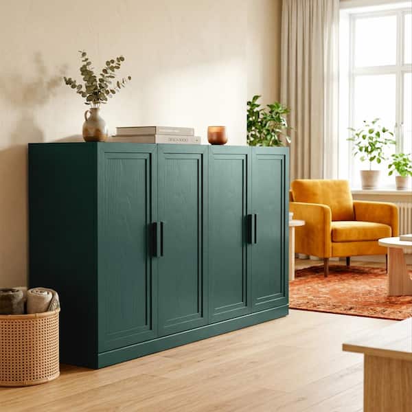 Lirago Forest Green Wood 36 in. H Storage Cabinet with Adjustable