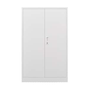 White Metal File Cabinets with Locking Doors and Adjustable Shelf