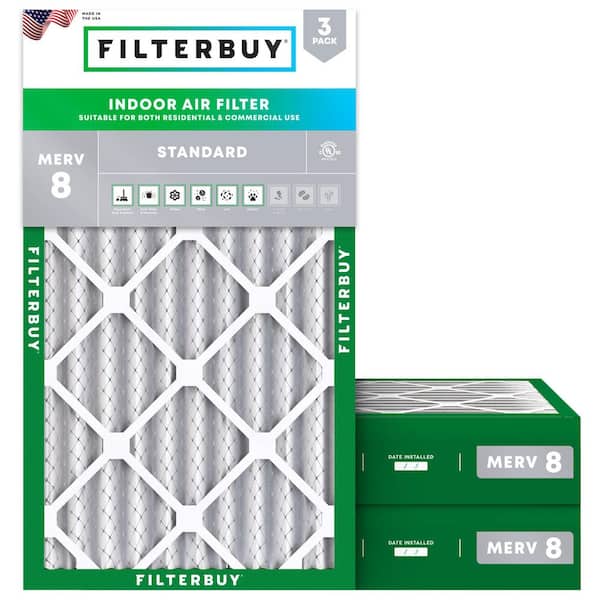 8 in. x 20 in. x 4 in. MERV 8 (FPR 5) Dust Defense Pleated HVAC AC Furnace Air Filters Replacement (3-Pack)