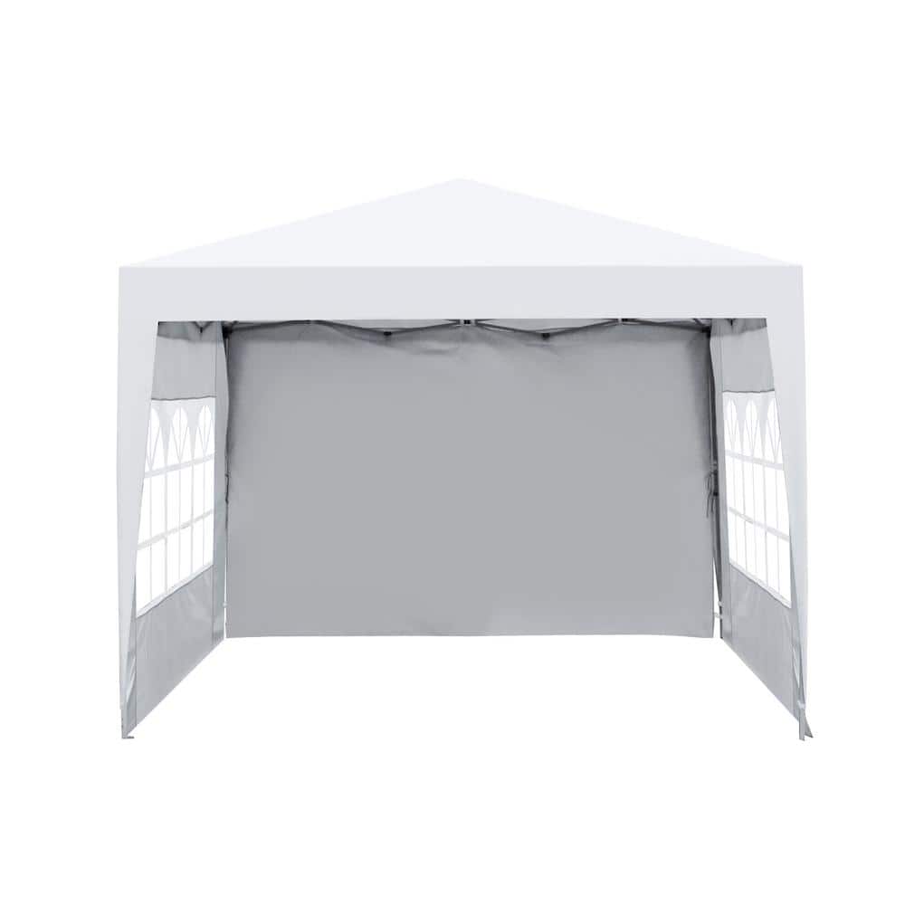 10 ft.x10 ft. White Pop Up Gazebo Canopy Tent Removable Sidewall with Zippe