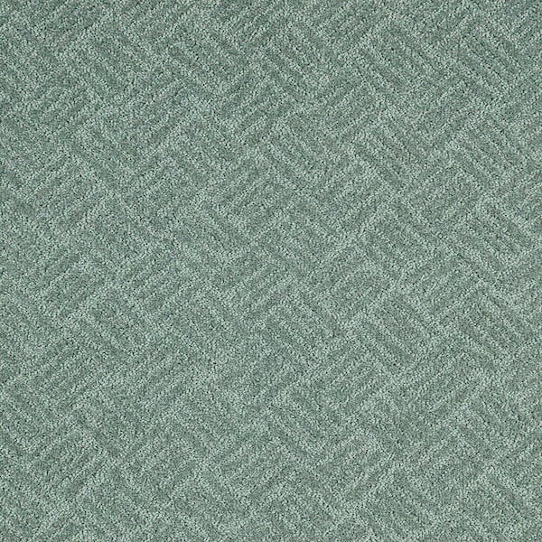 Embers Aloft Ocean Spray Green 39 oz.Triexta Pattern Installed Carpet