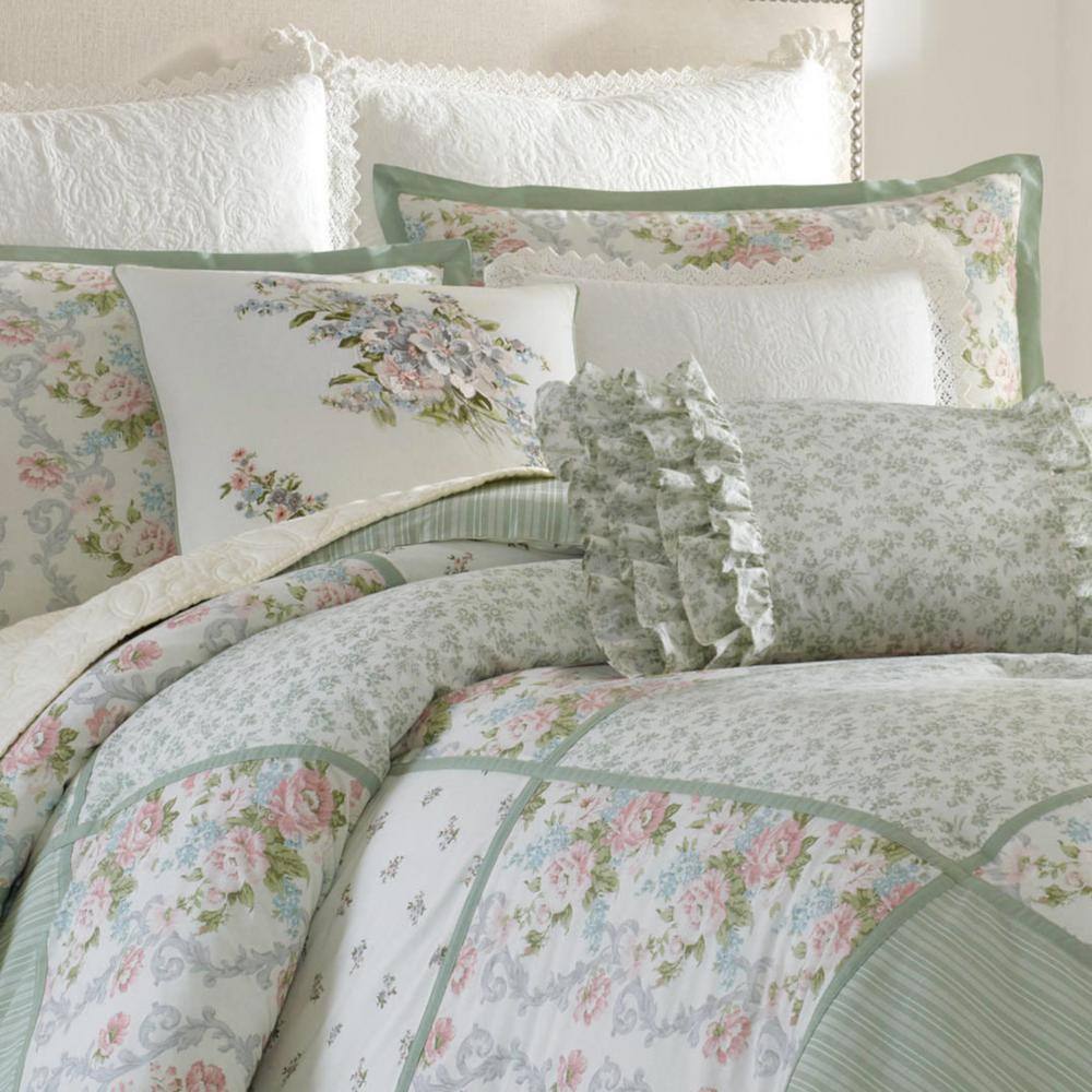 Queen White Cotton Reversible Comforter Set with Frills
