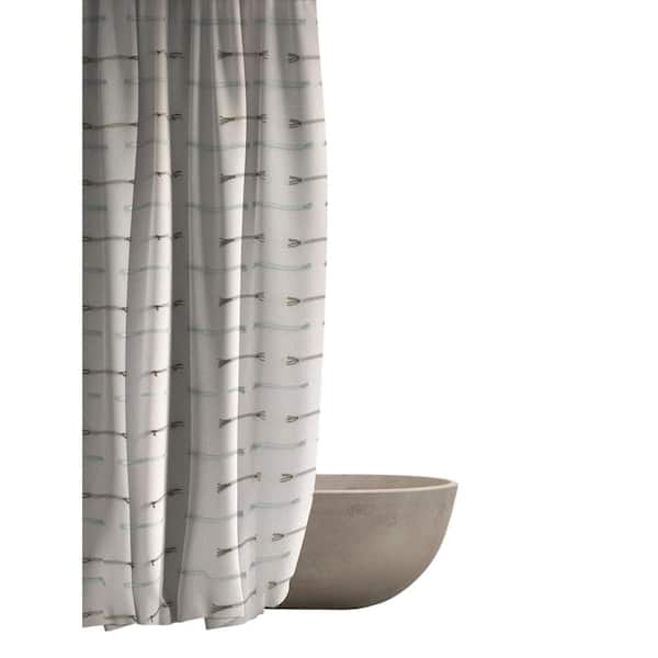 castellousa 70 in. x 72 in. White Multi Spot Color Dash Cotton Fabric Shower Curtain