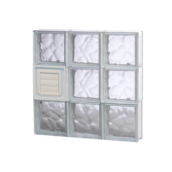 Clearly Secure 17.25 in. x 17.25 in. x 3.125 in. Frameless Wave Pattern Glass Block Window with Dryer Vent