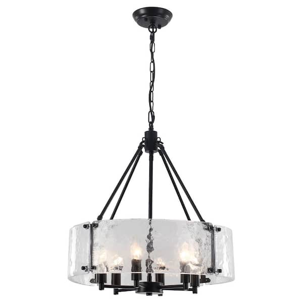 6-Light Black Chandelier Hanging Pendant Light for Dining Room or Kitchen