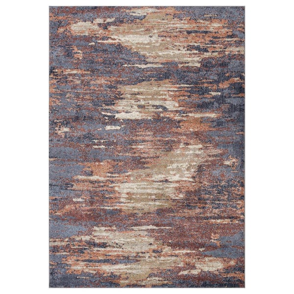 HomeRoots Rust 2 ft. x 3 ft. Abstract Power Loom Area Rug