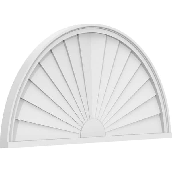 2 in. x 42 in. x 21 in. Half Round Sunburst Architectural Grade PVC Pediment