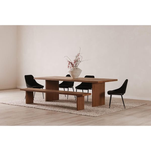 Kim Rustic Sandblasted Amber Oak Wood 96 in. Sled Base Rectangle Dining Table, Seats 8
