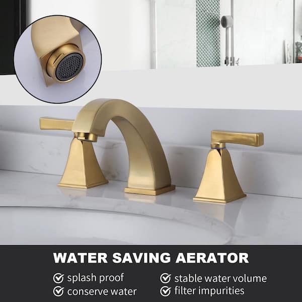 8 in. Widespread Double Handle Bathroom Faucet with Pop-up Drain Kit and 24" Supply Lines Included in Gold