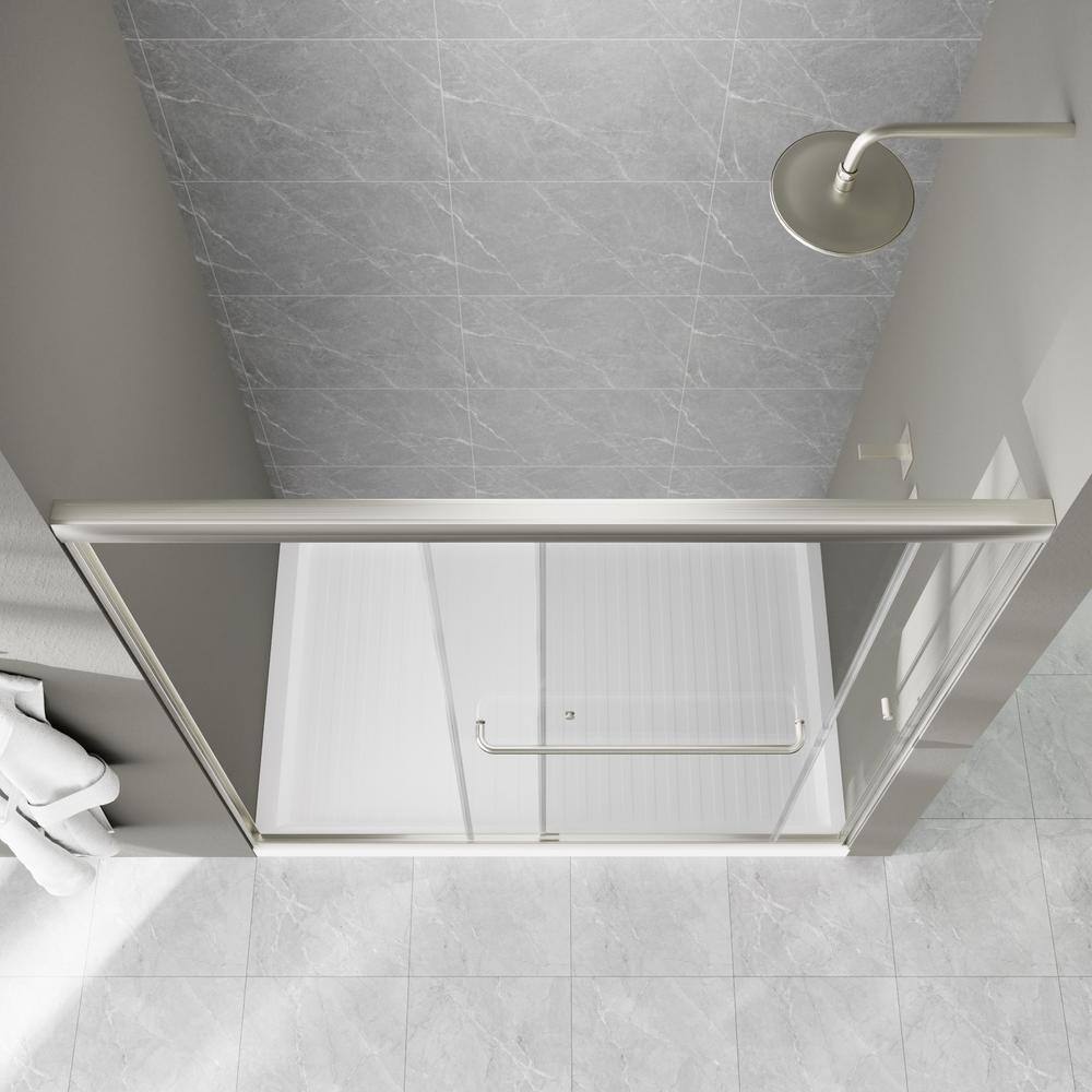 60'' x 70'' Brushed Nickel Framed Sliding Shower Door with Clear Glass