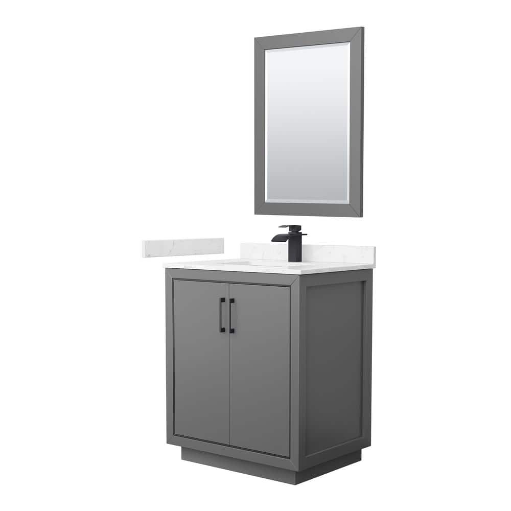 "Icon 30 in. W x 22 in. D x 35 in. H Single Bath Vanity in Dark Gray with Carrara Cultured Marble Top and 24"" Mirror" price history on PriceWatchPro